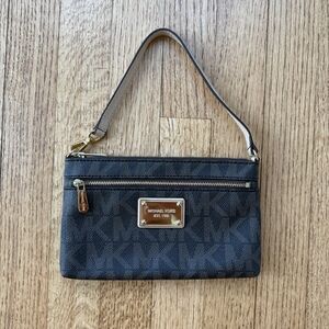 Michael Kors Brown Monogram Convertible Wristlet